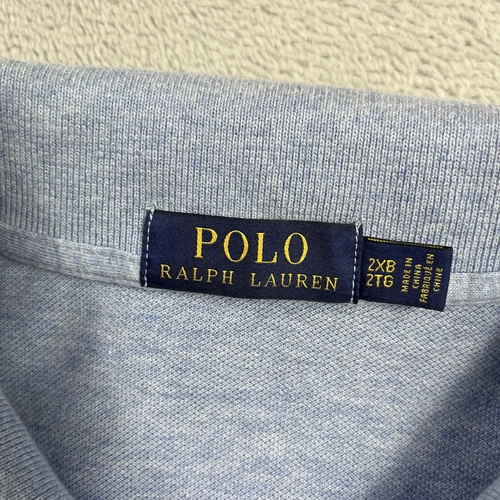 Polo Ralph Lauren Shirt Mens‎ 2XB Big Blue Golf Solid Short Sleeve Blue Pony